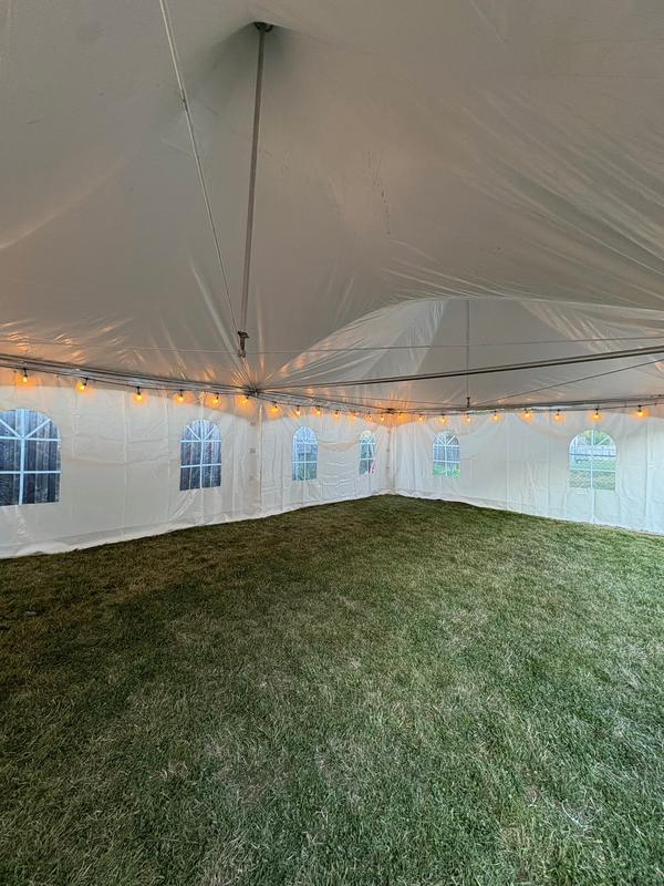 Looking up at the peak inside a Skytop frame tent